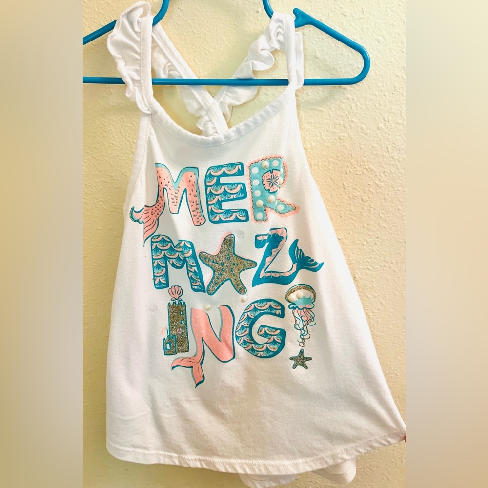 Tommy Bahama Girls Size 6x Mermaid Mermazing White Tank Top